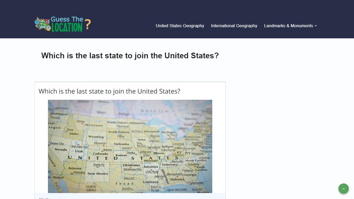 Which is the last state to join the United States?